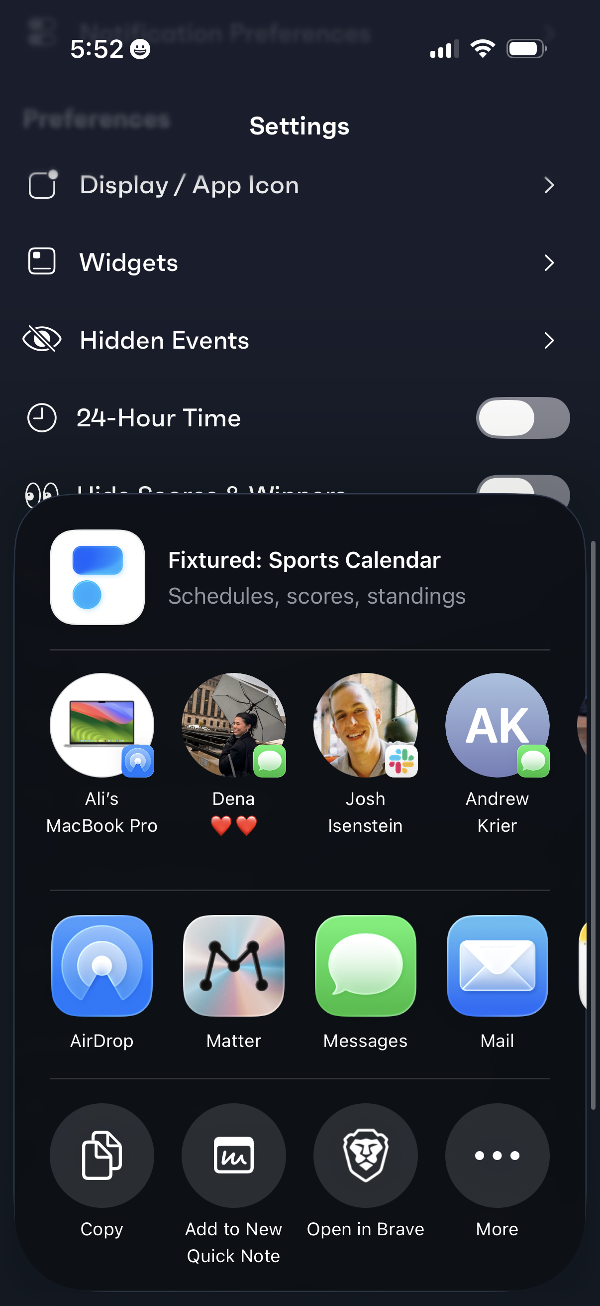 fixtured settings screenshot